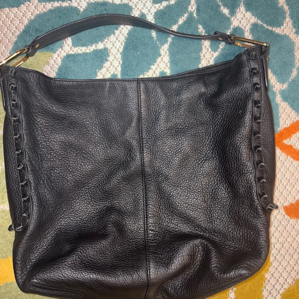 Vince Camuto Axmin Black Pebbled Leather Hobo Bag - Picture 4 of 8